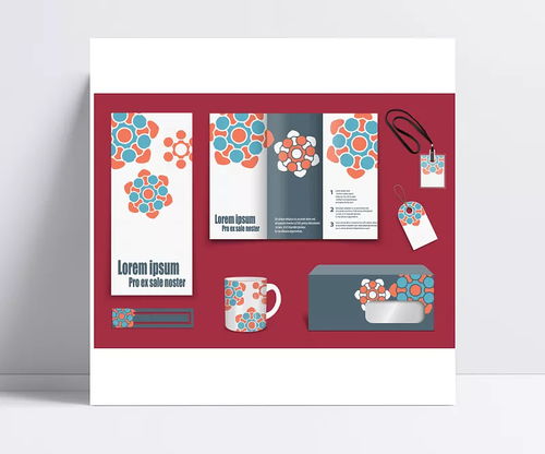 翱翔設計服務 粉色花形VI模板，打造企業品牌視覺識別系統